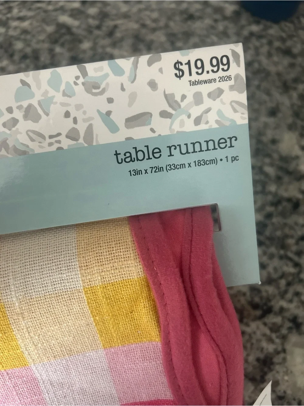The Spring Shop Pink, Yellow, White Check Table Runner